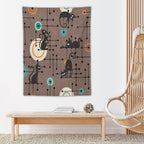 ICMOLYYENLO Boho Medieval Cat Tapestry, Abstract Atomic Starburst Geometric Aesthetic Art Wall Hanging For Bedroom Living Room Dormitory 40x60 Inches