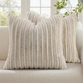 decorUhome Fall Faux Fur Throw Pillow Covers 24x24 Set of 2 Beige White | by decorUhome