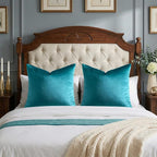 GIGIZAZA Teal Velvet Pillow Covers 24x24 Decorative Pillows Pack of 2 | Blue - Image 8