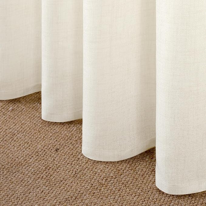 YoungsTex Ivory Linen Semi Sheer Curtains 84 Inch Length - Image 6