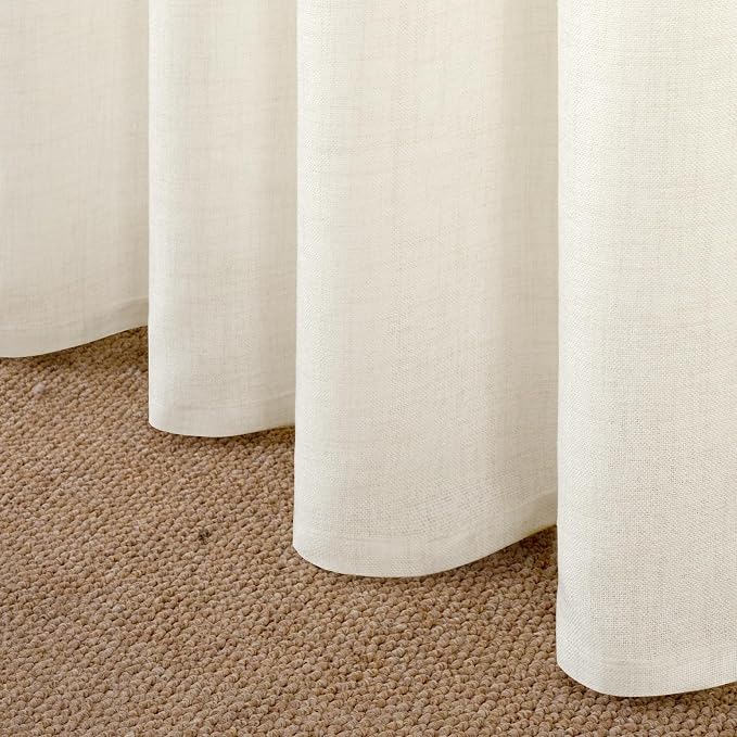 Extro Long Ivory Linen Semi Sheer Curtains 108 Inch Length - Image 6