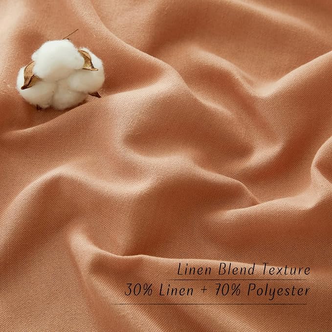 NICETOWN Flax Linen Burnt Orange Curtains 120 inches Long, Grommet Thick Linen - Image 4