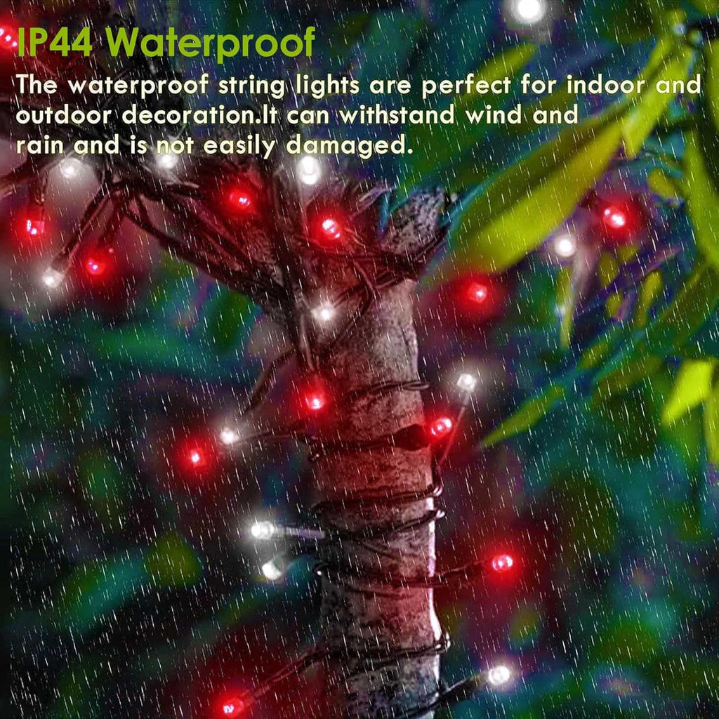 75.8 FT 200 LED Red and White Christmas Lights Outdoor Indoor, Timer & Memory Function & 8 Modes, Extendable Green Wire, Waterproof Fairy Twinkle Lights for Xmas Tree Holiday Party Garden Yard Decor