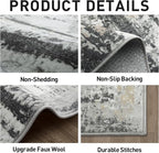5x7 Area Rugs for Living Room: Washable Abstract Black Grey Gold Carpet | - Image 5