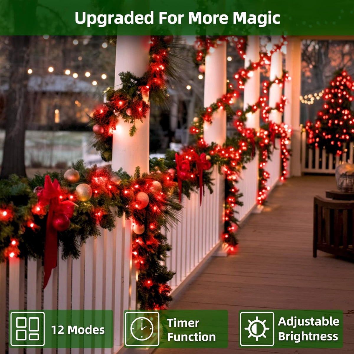 1500 LED 470FT Christmas Lights Outdoor,12 Lighting Modes Christmas String Lights with Timer, Dimmable Plug in Red LED StringLights Waterproof for Yard Tree Wedding Party Holiday Red