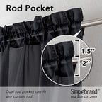 Simplebrand Black Short Sheer Curtains 45 Inch Length - Image 3