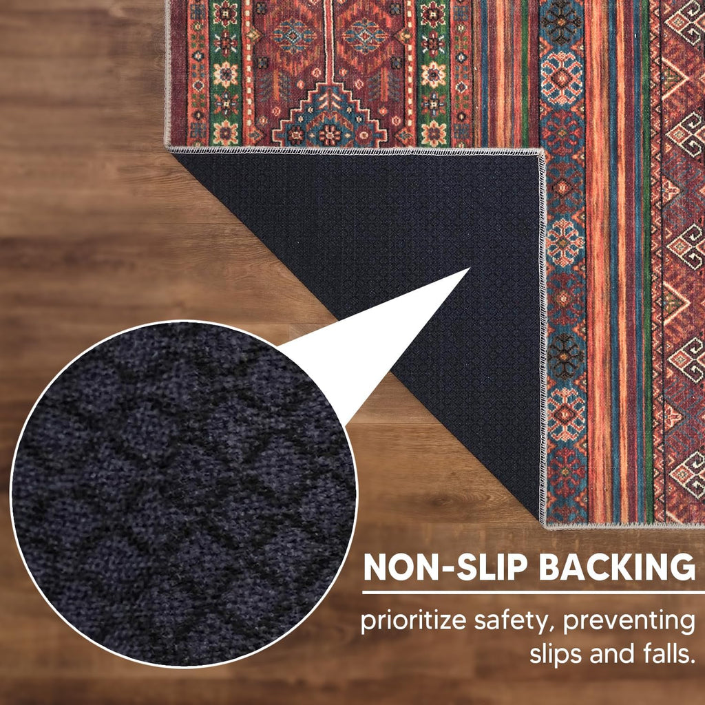 Keen Home Design 6x9 Rug - Machine Washable Area Rug with Non-Slip Backing, Ideal for Living Room, Dining Room, Bedroom - Vintage, Easy Clean, Durable, Low Pile Rug - (6' x 9')