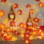 2 Pack & Timer - Fall Garland with Pumpkin Lights Halloween Fall Decor for Home 60LED 20Ft Enlarged Maples Leaves Halloween Garland Lights Indoor Battery Operated Thanksgiving Decor Wedding Christmas