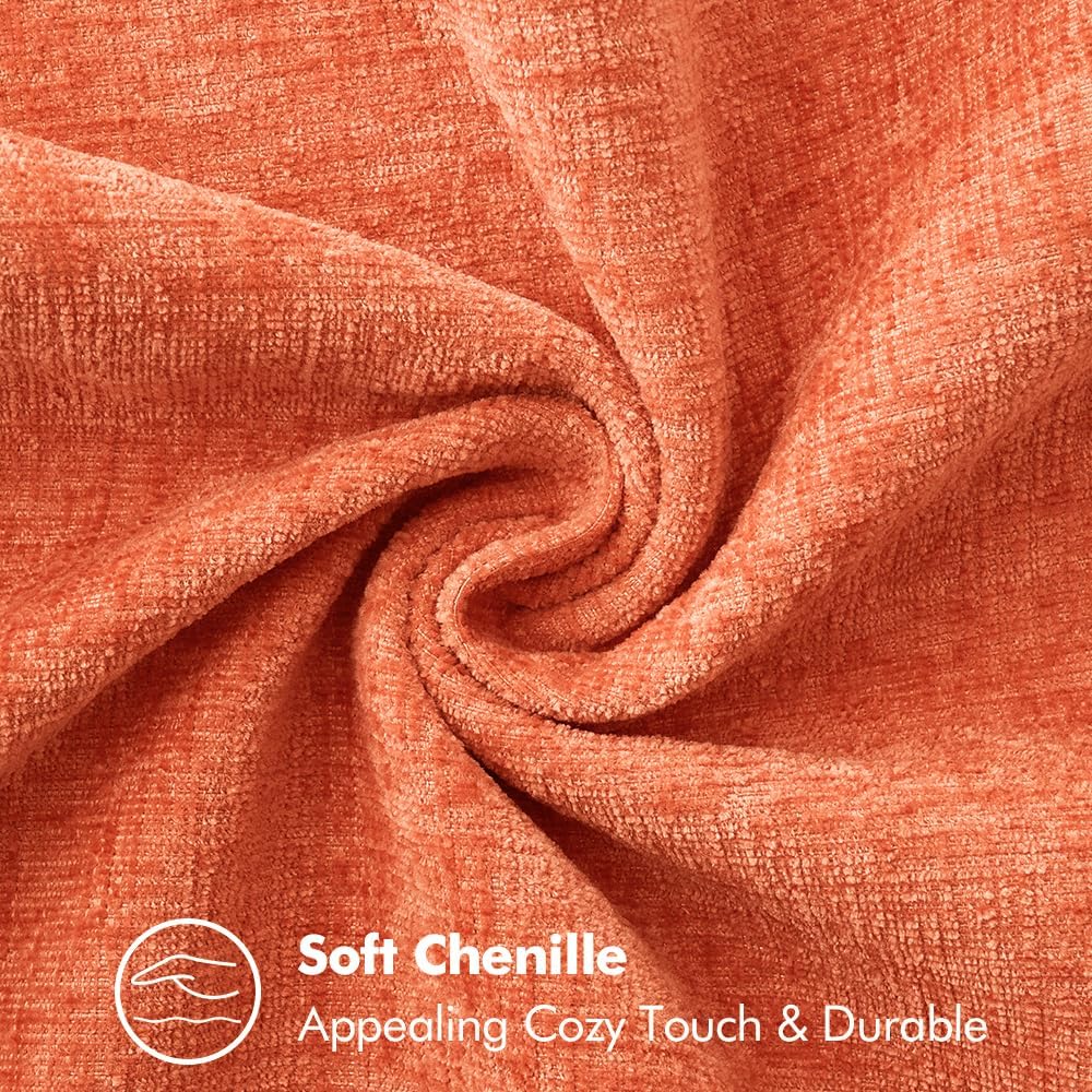MIULEE Pack of 2 Couch Throw Pillow Covers 20x20 Inch Coral Red Farmhouse Decorative Pillow Covers with Stitched Edge Soft Chenille Solid Dyed Pillow Covers for Sofa Bed Living Room