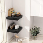 Fun Memories 12 Inch Floating Shelf, Rustic Wood Wall Shelves for Wall Decor & Storage, 12 x 12 Floating Shelf for Living Room, Bathroom, Bedroom, Black, Set of 2