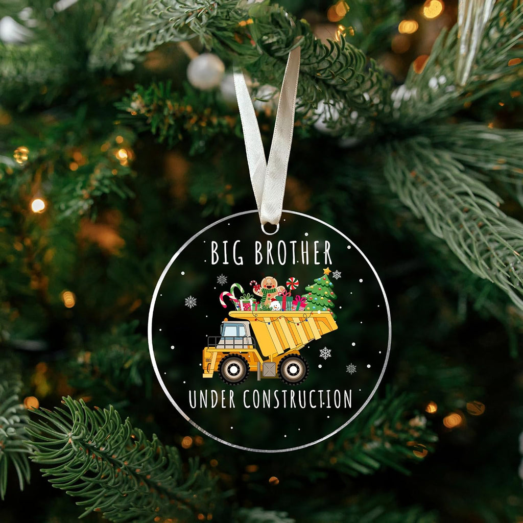 Big Brother Christmas Ornament 2024 - Brother Christmas Ornament - Construction Ornaments - Pregnancy Announcement for Big Brothers, Brothers to Be - Acrylic Ornaments