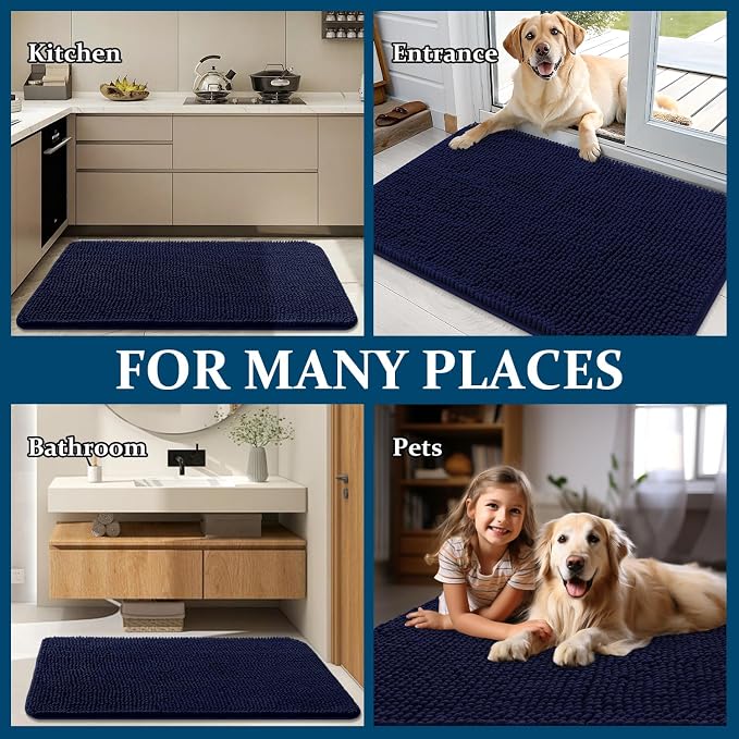 OLANLY Dog Door Mat for Muddy Paws 24x16, Super Absorbent Chenille Mud Mat | - Image 8