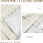 MIULEE Natural Pinch Pleated 100% Blackout Linen Curtains 40x120 Inches | Room - Image 5