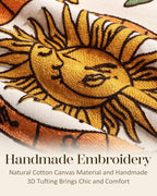 Embroidered Throw Pillow Cover 18x18 Inch, Sunflower Moon | Decorative Pillow - Image 2