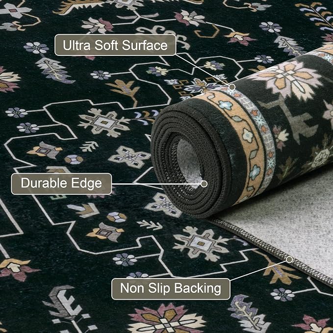 8x10 Area Rugs Living Room: Washable Vintage Rug - Image 6