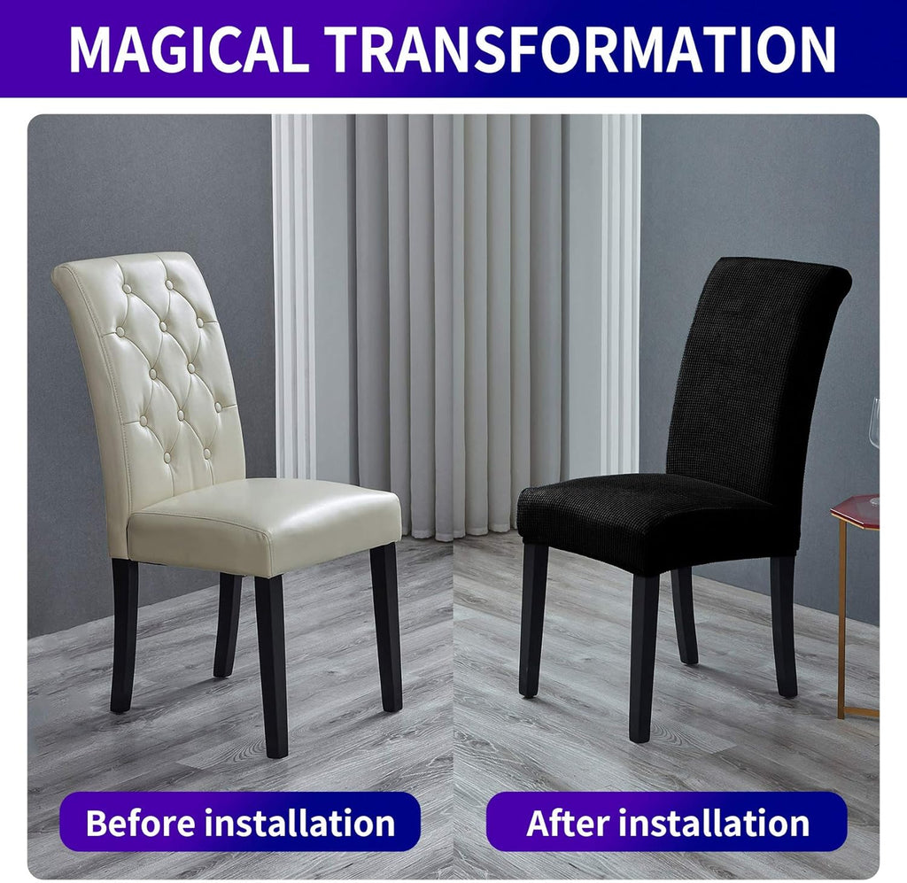 Howhic Stretch Chair Covers for Dining Room Set of 8, Removable Washable Dining Room Chair Covers, Dining Chair Slipcovers Seat Protector, Great Decor for Home and Banquet (Black, 8 Pack)