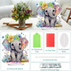 Diamond Painting Kits for Adults Beginners, 5D Full Drill Elephant Crystal Art Desktop Ornament, DIY Single Sided Home Office Desk Decor, Creative Craft Gift Set with Tools