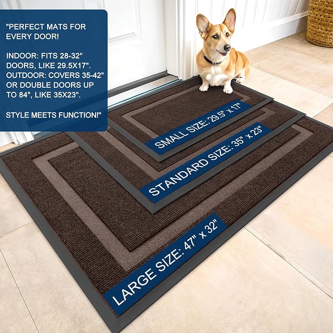 OLANLY Front Door Mat Outside 29.5x17, All-Season Heavy-Duty Rubber Doormat | - Image 3