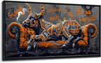 JEAWA Framed Canvas Wall Art - Large Creative Wall Art for Bedroom Living Room Bathroom, Modern Artwork Decor for Home Decoration, Strong Bull Color Graffiti, 29x58 IN