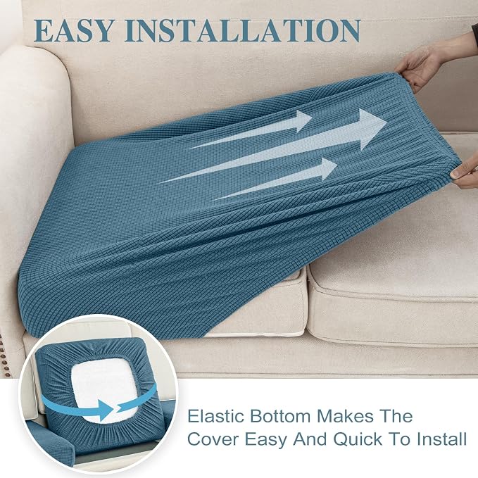 LA MEACK Couch Cushion Covers Seat Cushion Cover Stretch Couch Cover Separate - Image 5