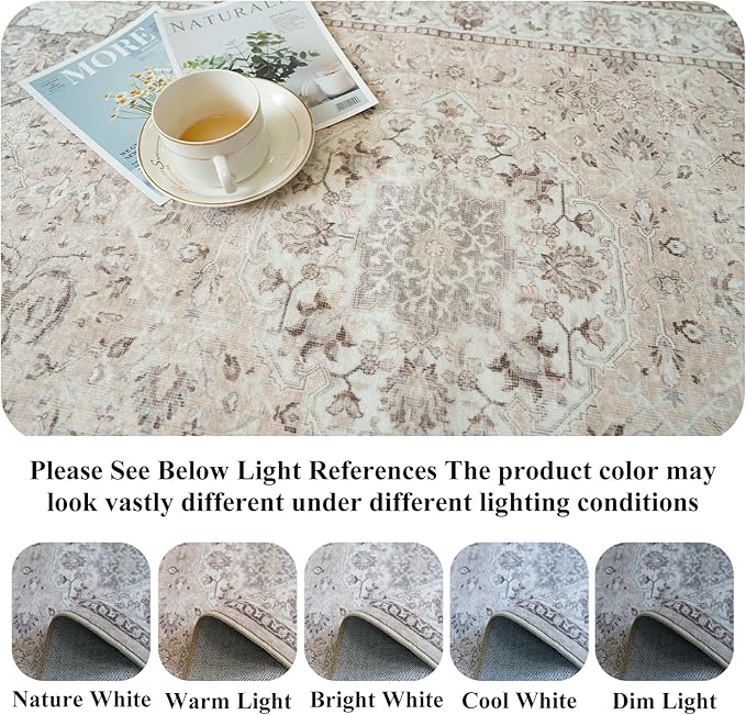 8x10 Living Room Rug for Family- Washable Oriental Stain Resistant Rugs for - Image 2