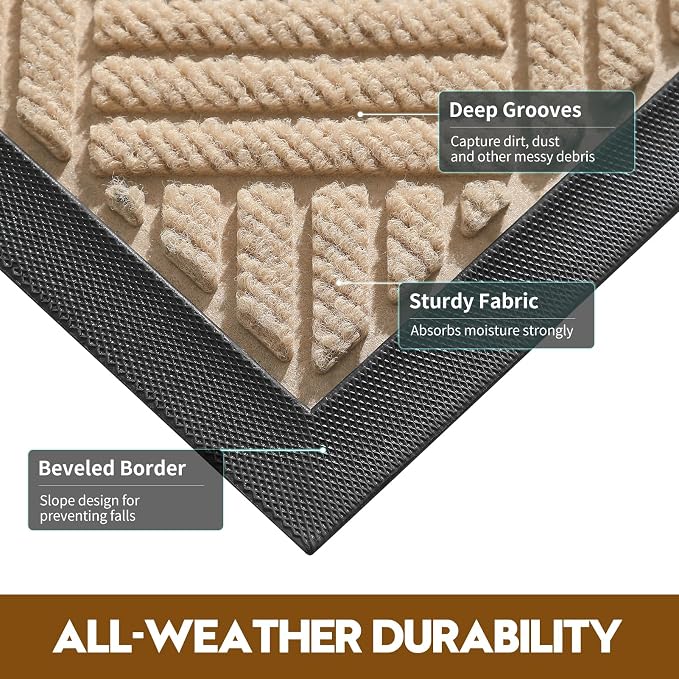 Front Door Mat, Heavy Duty Waterproof Doormat 35.5"x24", Stain Fade Resistant - Image 2
