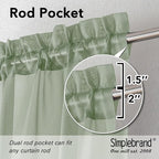 Simplebrand Sage Green Sheer Curtains 90 Inches Long 2 Panels, Light Filtering - Image 6