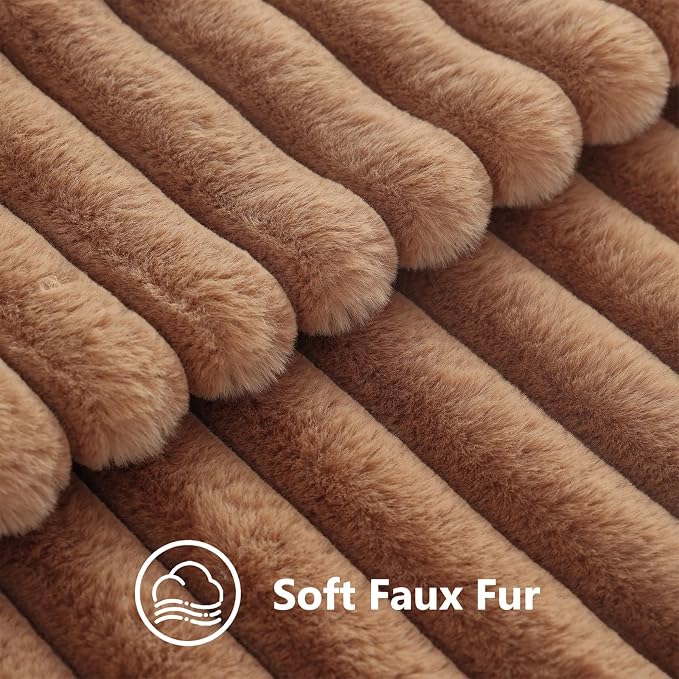 decorUhome Fall Faux Fur Throw Pillow Covers 26x26 Set of 2 Brown | Decorative - Image 3