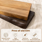 30" Floating Shelves, Live Edge Solid Elm Wood Floating Shelf, Wall Mounted Display Shelves with Heavy-Duty Bracket for Books, Rustic Wooden Shelf for Kitchen, Bathroom, Natural Color, Set of 2
