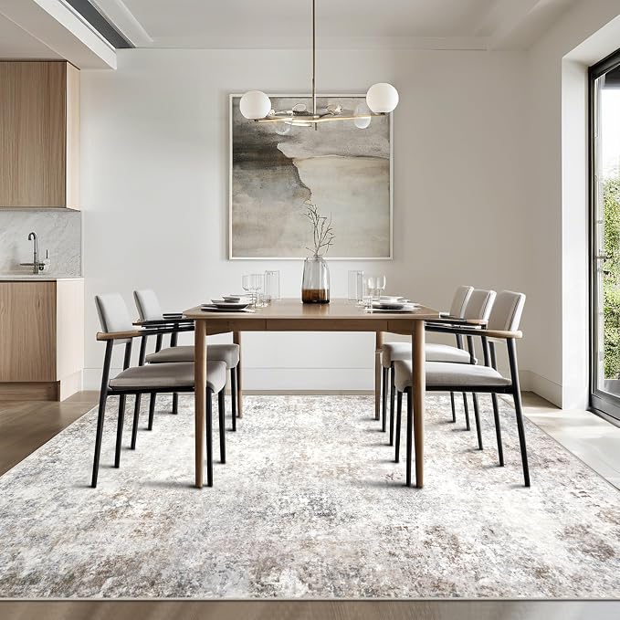 Beige Grey Washable Rugs 9x12 Area Rugs - Image 8