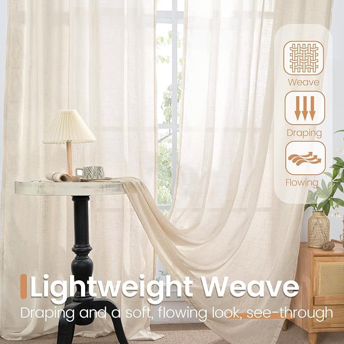 BGment Linen Curtains 84 Inch Length - Image 4