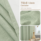 Light Green 100% Blackout Linen Curtains 63 Inches - Image 7