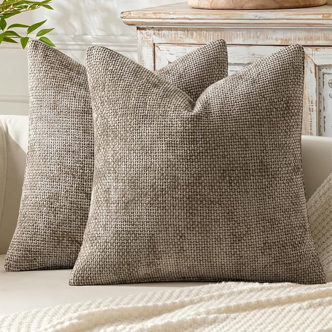 MIULEE Decorative Couch Throw Pillow Covers 18x18 Inch Neutral Khaki 2 Pack | by MIULEE