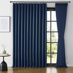 Navy Pleat Wide Width Drapes 80 x 102 inch Long 2 Panels by KEQIAOSUOCAI