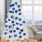 Lulu Home Christmas Ball Ornaments, 20 Ct 3.15" Pre-Strung Hanging Ornament Decorations, Xmas Shatterproof Plastic Balls for Holiday Party Wreath Garlands Trees, Blue