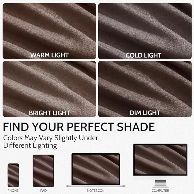 Cappuccino Linen Curtains for Living Room 126 Inches Long Light Filtering Semi - Image 3