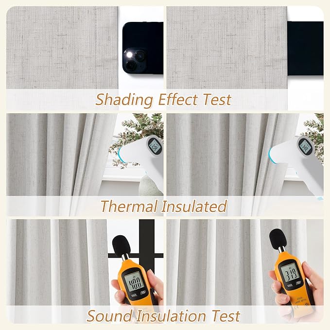 108 Inch Long Natural 100% Blackout Curtains - Image 5