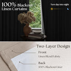 60 Inch Extra Wide 100% Blackout 84 Inch Curtains 1 Panel, Burlywood Birch | - Image 4