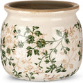 Vintage Planter Large Ceramic Plants Pot Green Pink Pastoral Floral Ice Crack Cottage Scroll Vase Flower Vase Pot Indoor Plants Home Kitchen Decor Farmhouse Antique Decorative Gifts