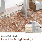 Yamaziot 2x12 Washable Hallway Runner Rug Non Slip Floral Carpet, Brick-red | - Image 3
