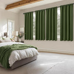MIULEE Set of 4 Short Bedroom Blackout Curtains 54 Inch Long Oliver Green | - Image 2