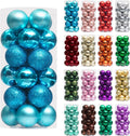 XmasExp 24ct Mini Christmas Ball Ornaments Shatterproof Christmas Ornaments Set Decorations for Xmas Tree Balls 30mm/1.18" (Light Blue)