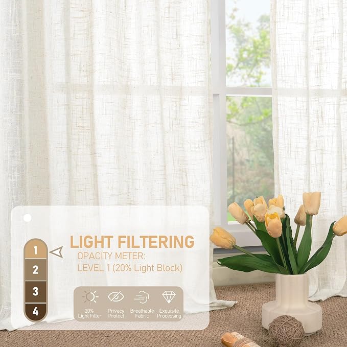 Cream Linen Curtains 72 inches Long - Image 5