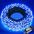 Christmas Lights Outdoor, 66FT 200 LED Christmas String Lights with 8 Modes Waterproof, Connectable Green Wire Twinkle Light for Tree Patio Garden Party Holiday Decorations, Blue
