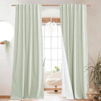 NICETOWN Light Green Blackout Linen Curtains 95" Long, Rod Pocket Back Tab Full by NICETOWN