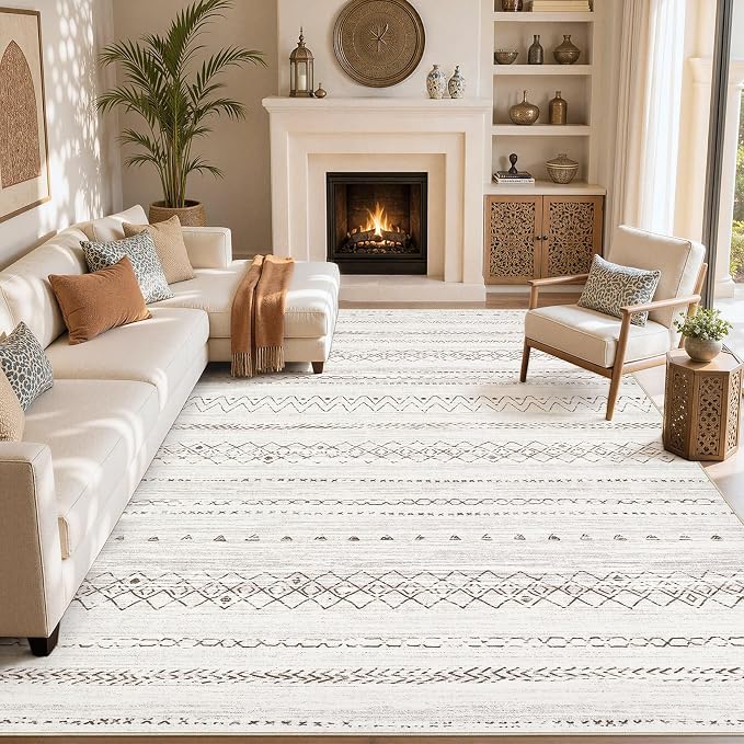 cotiled Boho 10x12 Area Rug for Living Room: Large Moroccan Washable Rug | - Image 8