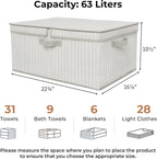 GRANNY SAYS Closet Storage Bins with lids, Fabric Storage Box with Lid, Clothes Bins Storage for Closet, Shelf Baskets for Living Room Wardrobe Shelves, Jumbo, Gray/White, 1-Pack