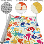 STARUIA Large Colorful Kids Rug 6x9 Ft, Non-Slip Washable Rugs for Classroom, Handprints and Footprints Rugs for Playroom, Soft Nursery Rug Indoor Play Mat for Kids Room Daycare School