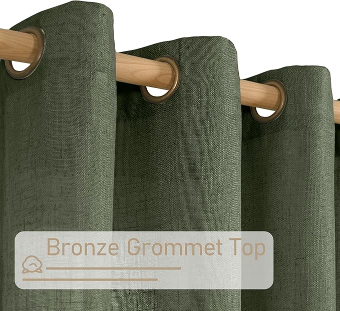 54 Inch Sheer Linen Curtains for Windows 2 Panels Set, Bronze Grommet Light - Image 2