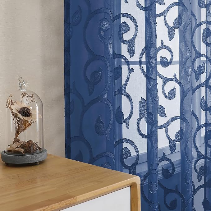 Furman Blue Sheer Curtains 54 Inch Length 2 Panels Set by OWENIE